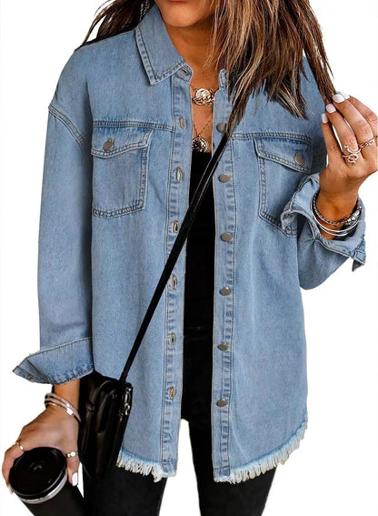 Washed Denim Shirt Jacket Women's European And American